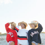 Fancy Oversized Fleece Stripe Mockneck - White