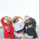 Fancy Oversized Fleece Stripe Mockneck - White