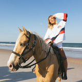Fancy Oversized Fleece Stripe Mockneck - White
