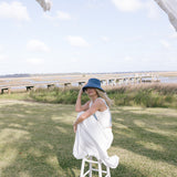 Lily Front Tie Vest - Off White/Blue Multi Floral