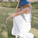 Lily Front Tie Vest - Off White/Blue Multi Floral