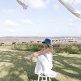 Lily Front Tie Vest - Off White/Blue Multi Floral