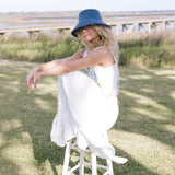 Lily Front Tie Vest - Off White/Blue Multi Floral