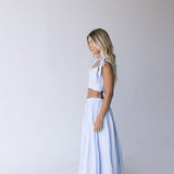 Maris Top and Midi Skirt Set - Lt Blue