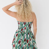Victoria Balloon Mini Dress - Green/Red