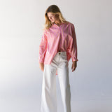 Izzy Striped Button Down Top - Pink/Orange Thick Striped