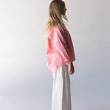 Izzy Striped Button Down Top - Pink/Orange Thick Striped