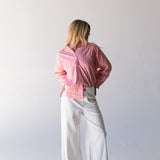 Izzy Striped Button Down Top - Pink/Orange Thick Striped