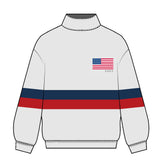 Fancy Oversized Fleece Stripe Mockneck - White