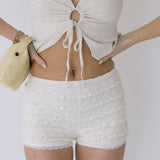 Ari Ruffle Mini Shorts - White