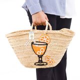 Handwoven Spritz Basket with Orange Cocktail Design