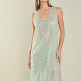 Thea Overlay Sequin Chiffon Maxi Dress - Sage