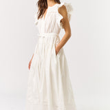 Hadlee Ruffle Sleeve Maxi Dress - Off White