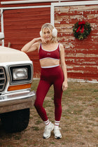 Fancy FitFlow Double Lined Leggings - Rich Burgundy
