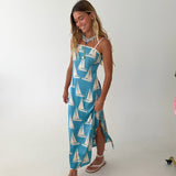 Jamie Printed Midi Dress - Blue Waves