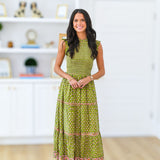 Nonnie Smocking Tier Maxi Dress - Green