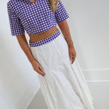 Brynn Gingham Top - White/Purple