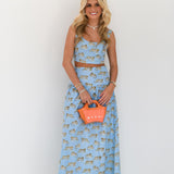 Sienna Maxi Skirt Set - Baby Blue Tiger