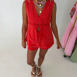 Tanner Lace Detail Set - Tomato Red