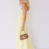 Verity Ruched Linen Maxi Dress - Yellow