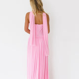 Brandi Strapless Maxi Scarf Dress - Bubblegum Pink