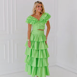 Chesney Ruffle Skirt Set - Green