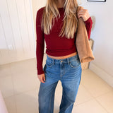 Abbey Long Sleeve Top - Scarlet