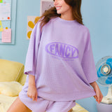 Waffle Short Sleeve Mockneck - Lilac