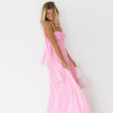 Brandi Strapless Maxi Scarf Dress - Bubblegum Pink