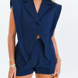 Lexi Blazer Style Romper - Navy