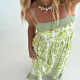 Maggie Floral Print Maxi Dress - Green