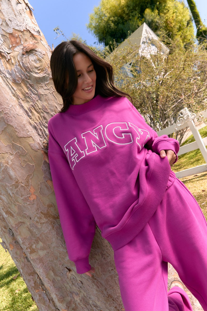 Oversized Terry Classic Mockneck - Plum
