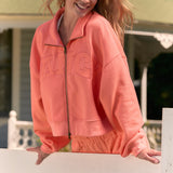 Double Zipper Classic Mockneck - Coral