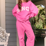 Oversized Terry Classic Mockneck - Pink Cosmo