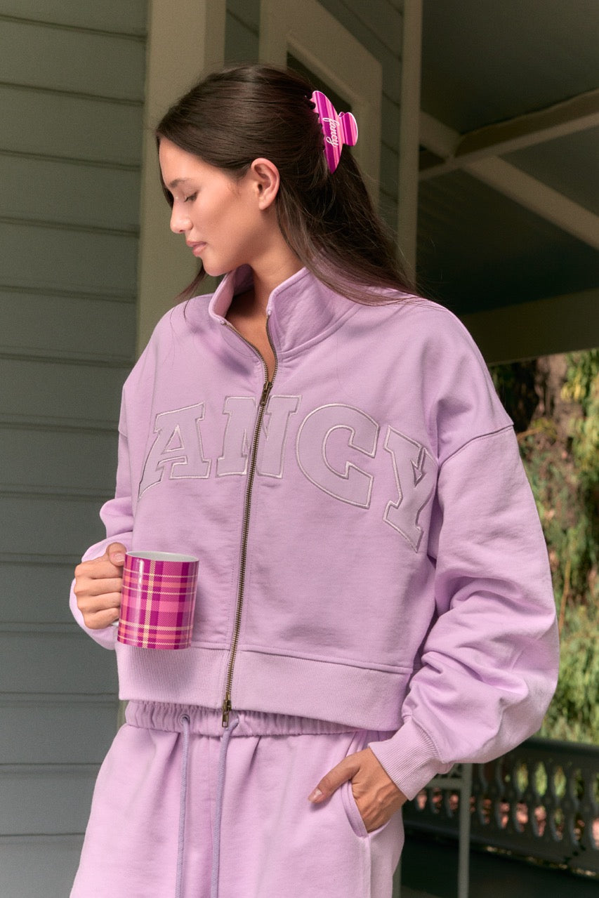 Double Zipper Classic Mockneck - Lavender