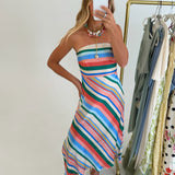 Solei Strapless Midi Dress - Summer Stripes