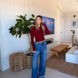 Abbey Long Sleeve Top - Scarlet