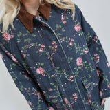 Floral Printed Utility Jacket - Blossom Blue