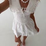 Addison Eyelet Mini Dress - White