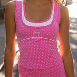 Sport Layer Tank - Pink/Polka Dot
