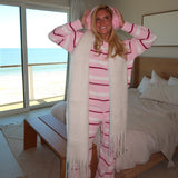 Ella Striped Sweater Pants Set - Lt Pink/Cream