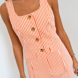 Anna Striped Romper - Orange/White