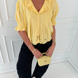 Marley Embroidered Collar Blouse - Butter Yellow
