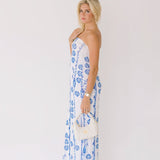 Tori Strapless Maxi Dress - Off White-Blue