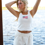 Embroidered Flag Ribbed Tank