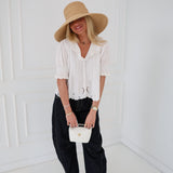 Kendra Embroidered Collar Blouse - Ivory