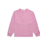 Striped Button Long Sleeve Top - Sconset Pink/White
