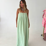 Linda Pleated Maxi Dress - Mint Green