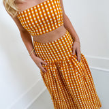 Lillian Maxi Skirt Set - Burnt Yellow Gingham