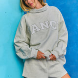 Oversized Terry Rolled Neck - Heather Grey